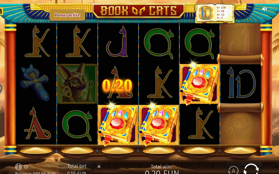 Bonusläget med Golden Book-scatters i spel